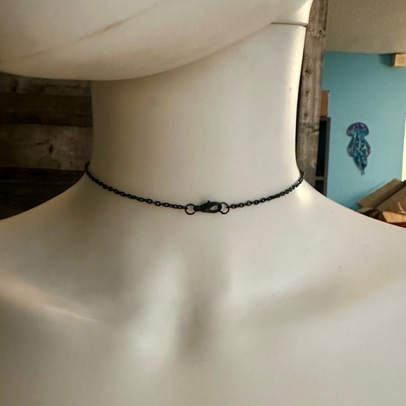 Gorgeous Pave Crystal Heart Gunmetal Pendant on Black Necklace - Picture 8 of 8